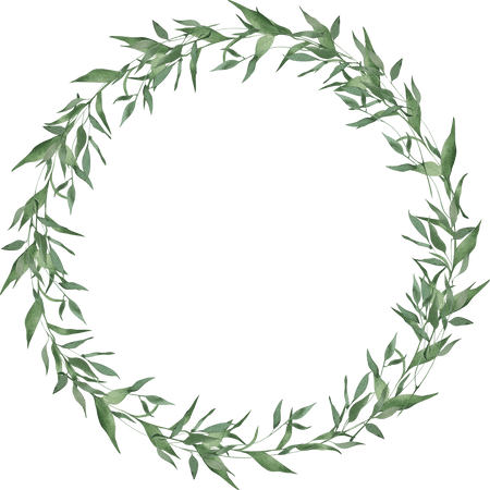 Watercolor Greenery Wreath with Foliage